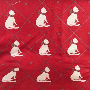 Hoffman White Cat Fabric Country Stencil Prints 1985 Red Background 55 in Cotton